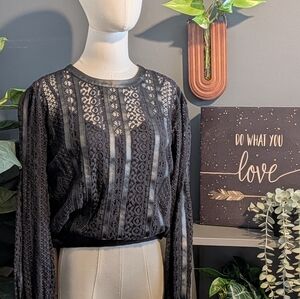 Express Black Lace Blouse - L